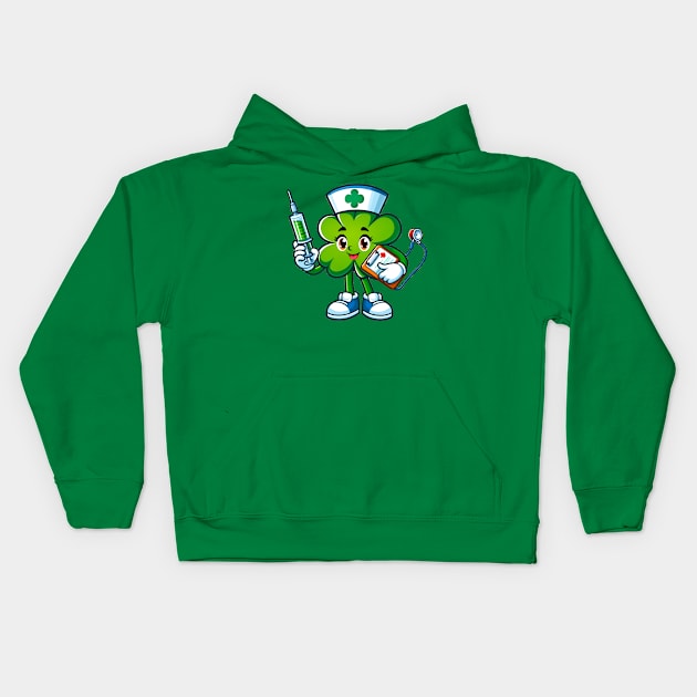 St Patricks Day Shamrock Nurse Saint Paddys Scrub Top Women Kids Hoodie by HBart